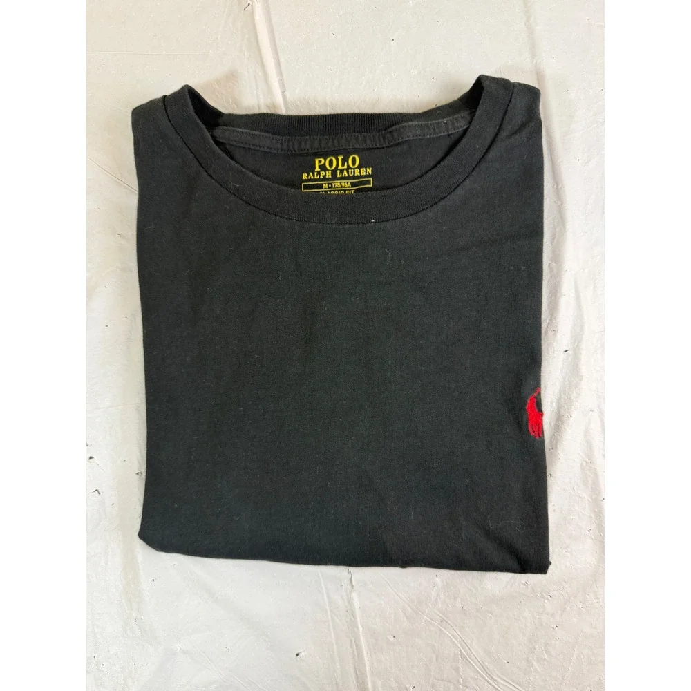 Polo Ralph Lauren Mens Classic Fit T-Shirt Black Red Pony Logo Size M 175/96A